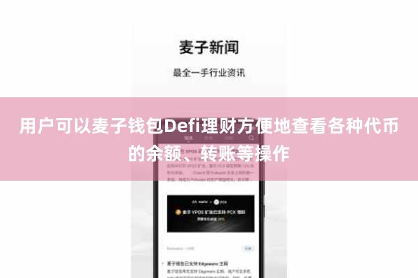 用户可以麦子钱包Defi理财方便地查看各种代币的余额、转账等操作